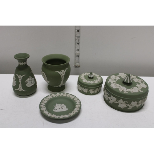 180 - A selection of Green Wedgewood Jasper ware