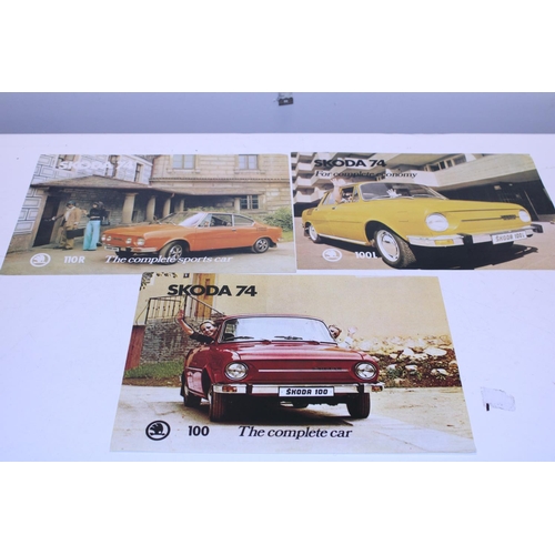 64 - Three vintage Skoda advertising flyers