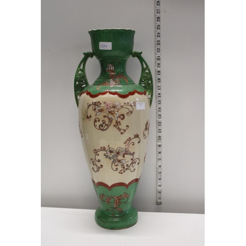 7 - A large early 20th century vase with handles, shipping unavailable