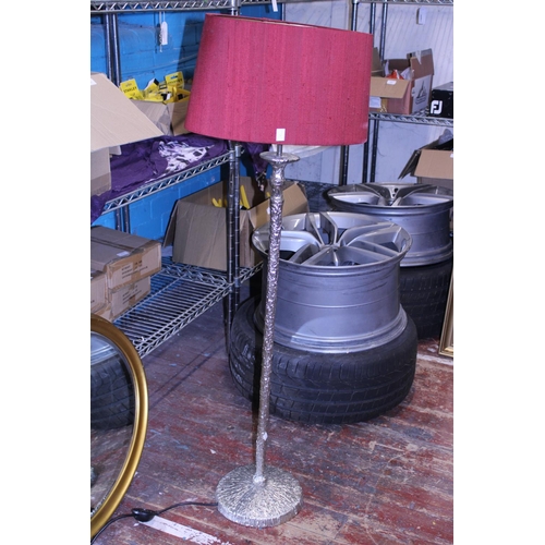 76 - A vintage silver toned floor lamp, collection only