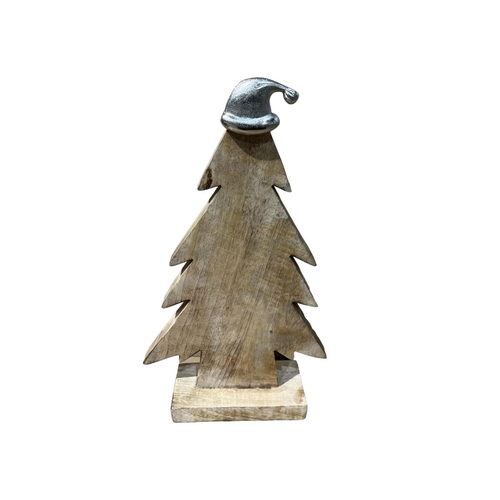 592 - Petti Rossi Wooden Christmas Trees With Santa Hat