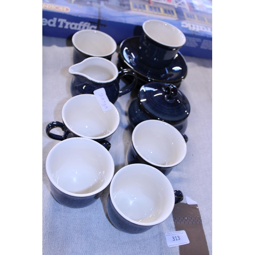 227 - A vintage blue coffee service