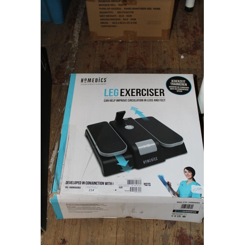 214 - A boxed Homedics leg exerciser