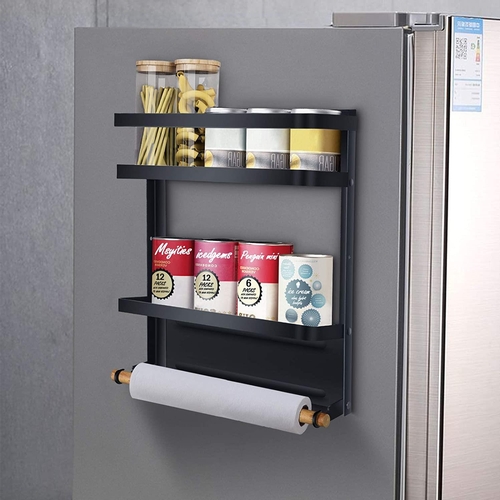 110 - Magnetic Fridge Spice Rack Organiser Rack 2 Tier Refrigerator with Paper Towel Holder RRP 19.99 ea