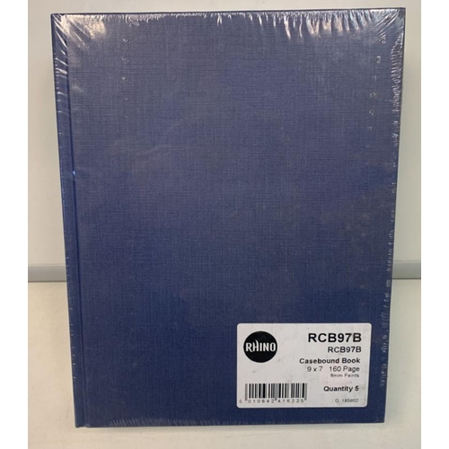 237 - Pack of 5 Rhino Casebound Book 8mm Ruled 9 x 7 Blue 160 Page RRP 33.05