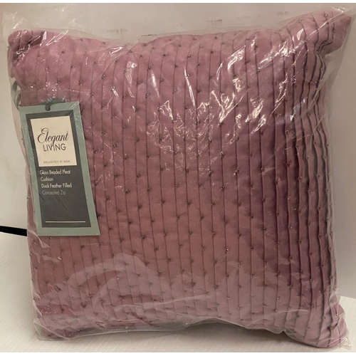 313 - 9 x Elegant Living Glass Beaded Duck Feather Filled Violet Cushion RRP 107.00