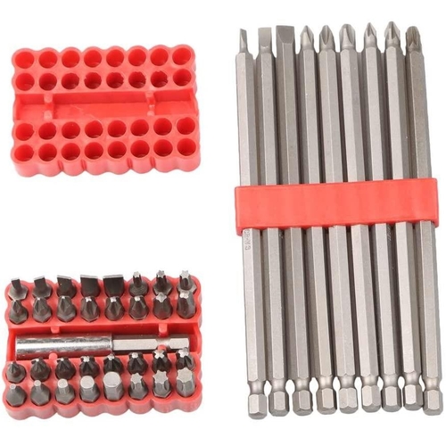 343 - Hilka 42pc Short and Long CRV Bit Set - 25mm + 150mm - Pozi, Tx, Slotted, Phillips