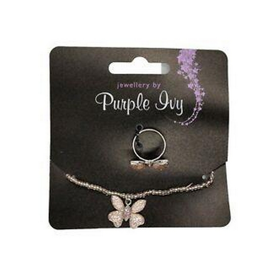 360 - 24 x 2pk Butterfly Ring and Bracelet Set