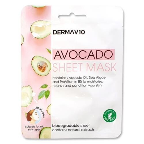 517 - 48 x Derma V10 Avocado Sheet Masks RRP 4.99 ea