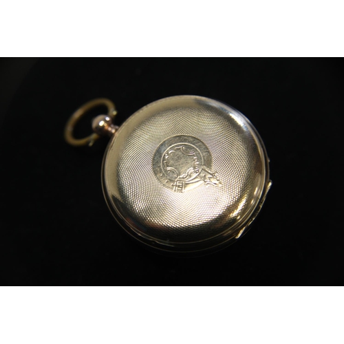 420 - A beautiful vintage 9ct gold gentleman's pocket watch in working order with finely decorated dial, d... 