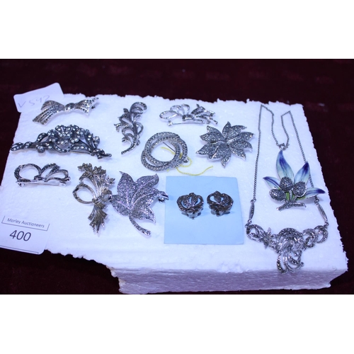 400 - A selection of vintage Marcasite brooches