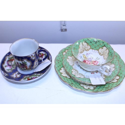 6 - Two pieces of antique bone china including a Worcester 1st period cup and saucer (with chips to cup)... 