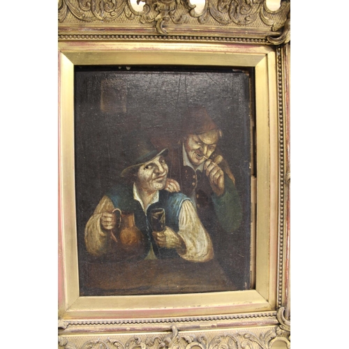 196 - A original antique oil on board in the manner of Isaac Van Ostade canvas measures 18cmX17cm