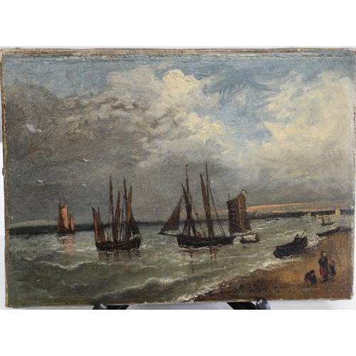 268A - An original oil on canvas by Captain J D King of Brighton Beach 'The day before the gale' . Canvas 2... 