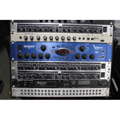 95 - A rack of professional music industry electricals postage unavailable..