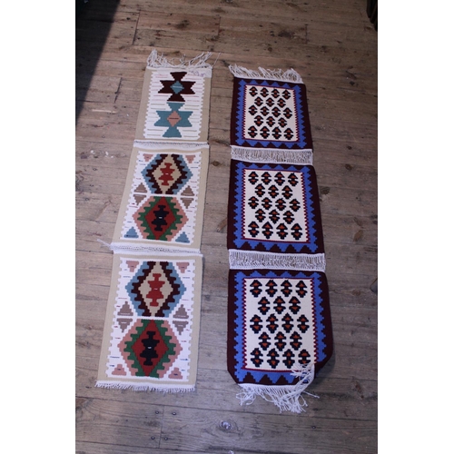 169 - Two Persian hand woven table runners approximately 130cm x 28cm each