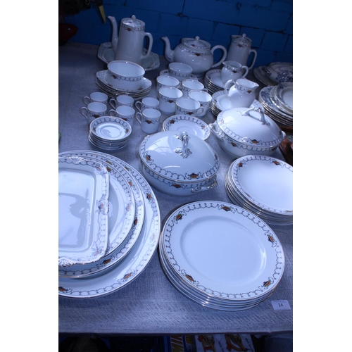 24 - A large comprehensive English Bone China Anchor dinner service, shipping unavailable