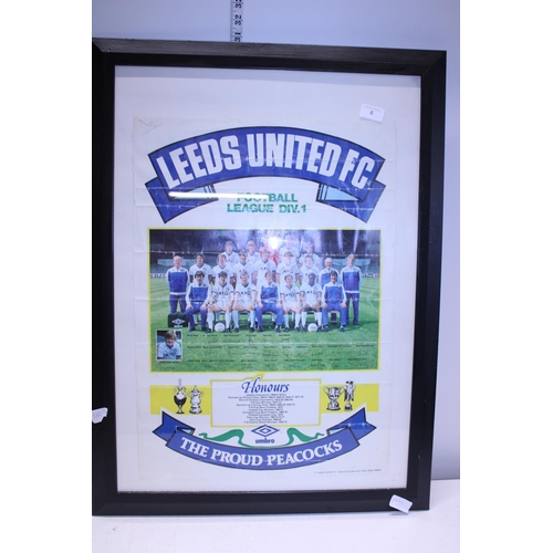 6 - A framed Leeds United poster signed by the players from 1970's, shipping unavailable