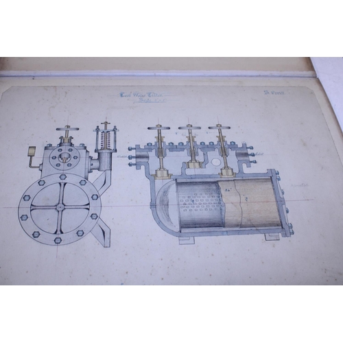 1 - A Victorian folder full of hand drawn machine construction parts dated 1898-1899