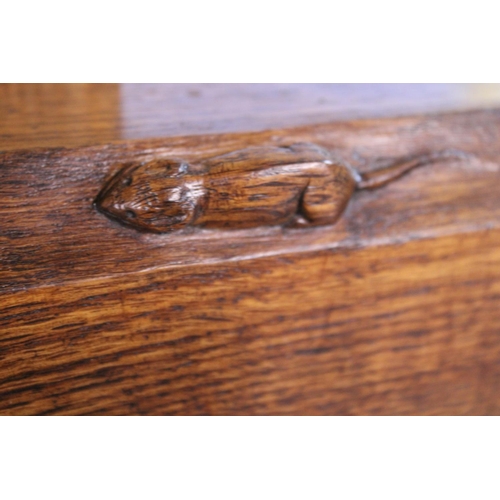 416 - A 1930's Robert 'Mouseman' Thompson oak fire fender with trademark carved mouse to one side, 50