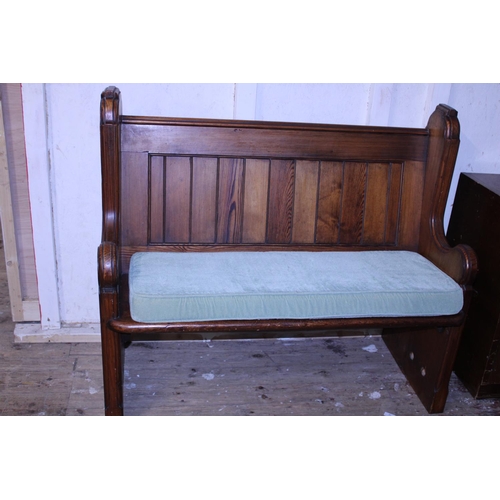 408 - A antique pitch pine church pew, 118cm x 52cm x 112cm. Postage unavailable