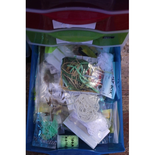 145 - A eight drawer storage cabinet full of fly fishing accessories including feathers etc. Postage unava... 