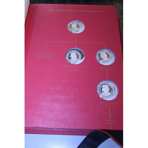 316 - A complete set of The Kings and Queens of England first edition stirling silver proof set 43 coins i... 