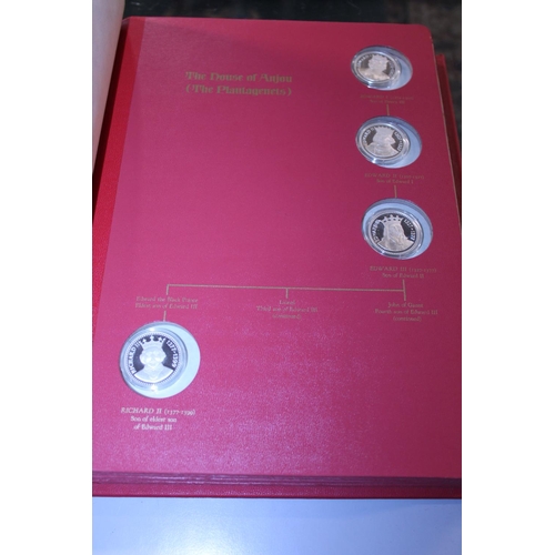 316 - A complete set of The Kings and Queens of England first edition stirling silver proof set 43 coins i... 