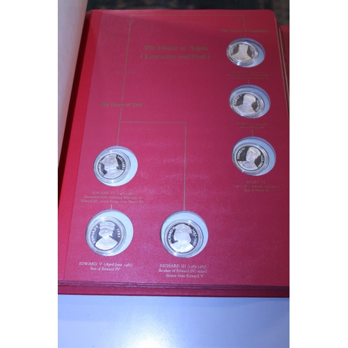 316 - A complete set of The Kings and Queens of England first edition stirling silver proof set 43 coins i... 