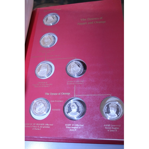 316 - A complete set of The Kings and Queens of England first edition stirling silver proof set 43 coins i... 