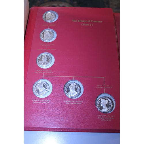 316 - A complete set of The Kings and Queens of England first edition stirling silver proof set 43 coins i... 