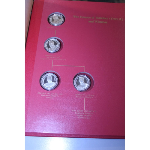 316 - A complete set of The Kings and Queens of England first edition stirling silver proof set 43 coins i... 