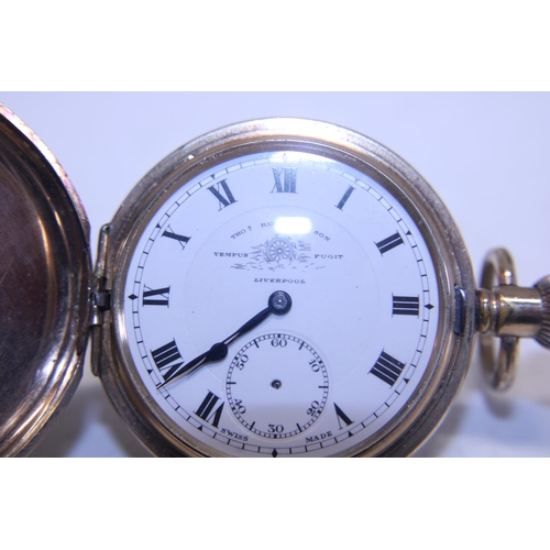 157 - A vintage gold plated pocket watch by the Elgin Watch Company USA in working order (missing second h... 