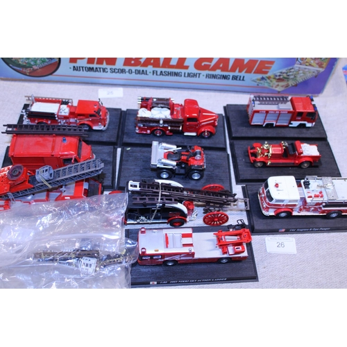 26 - A job lot of die-cast fire engine models a/f