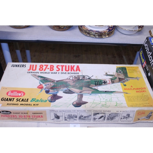 31 - A vintage Guillow's Junkers Stuka dive bomber kit (looks complete)