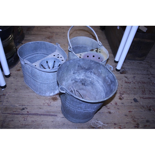 385 - Three vintage galvanised buckets,  shipping unavailable