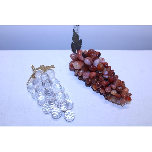 406 - Two bunches of glass/marble grapes