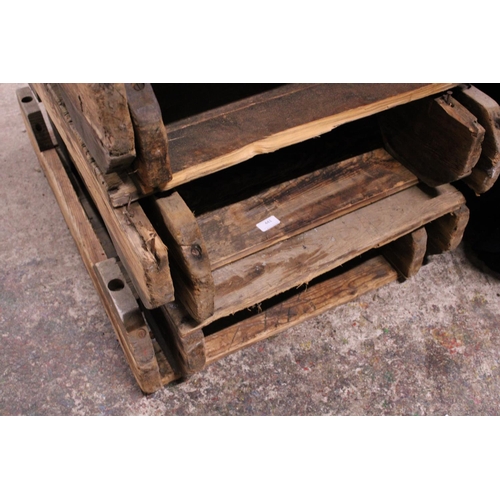 441 - Four wooden vintage paper mill skids,  shipping unavailable