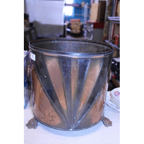 8 - A antique copper coal bucket