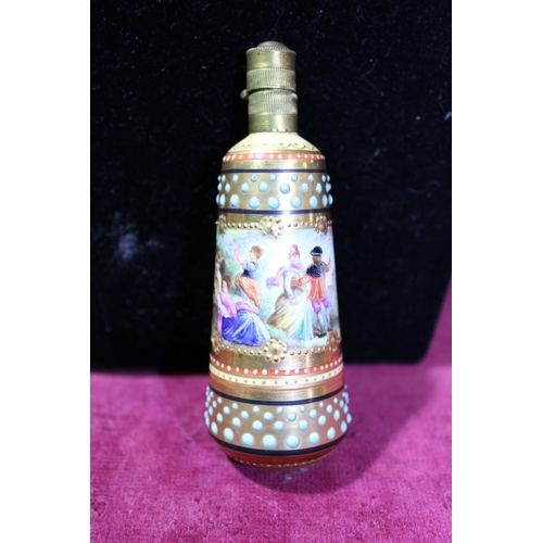 105 - A antique hand painted Dresden porcelain scent bottle in excellent condition