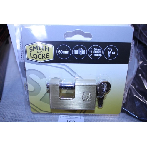 168 - A new box of five Smith and Locke padlocks