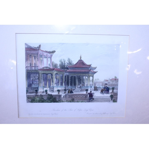 180 - A Chinese hand coloured engraving inscribed 'Pavilion of the Star of Pope' by Tong Chow