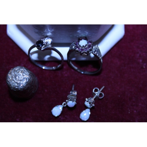 245 - A selection of silver and 925 items including silver and opal earrings