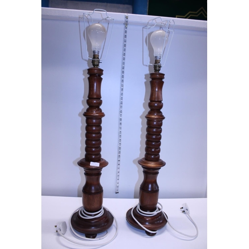 146 - A pair of large wooden lamp bases, shipping unavailable