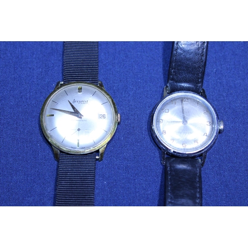 119 - Two vintage men's wrist watches Accurist and Timex (ticking when wound)