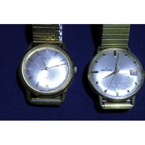 122 - Two vintage men's watches Avia & Serivces (ticking when wound)