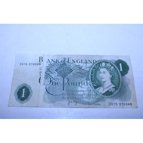 116 - A vintage £1 note with print error and a ten shilling bank note