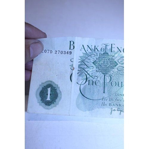 116 - A vintage £1 note with print error and a ten shilling bank note