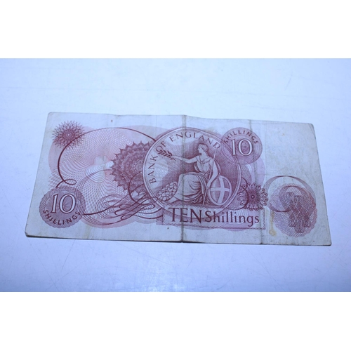 116 - A vintage £1 note with print error and a ten shilling bank note