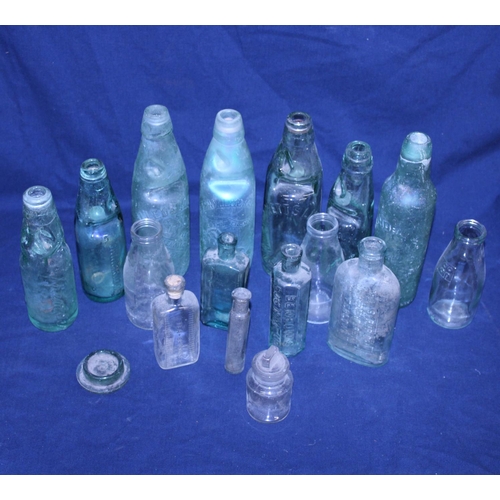 106 - A selection of antique glass bottles, shipping unavailable